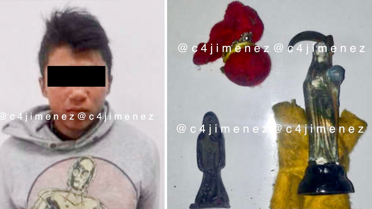 Detienen a hombre que robó huesos del panteón; traía figura de la Santa Muerte