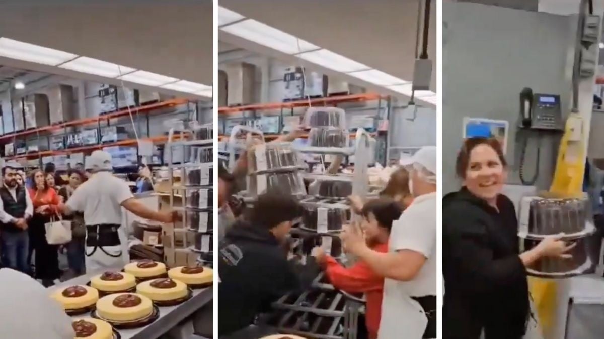 VIDEO ¡Como si no hubiera mañana! ‘Asaltan’ clientes el carrito de pasteles de Costco