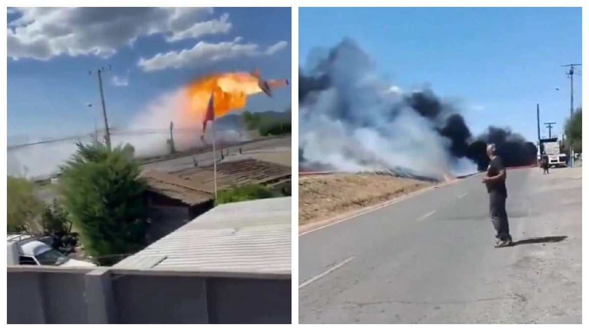 VIDEO Captan momento justo en el que cae avioneta en carretera y explota