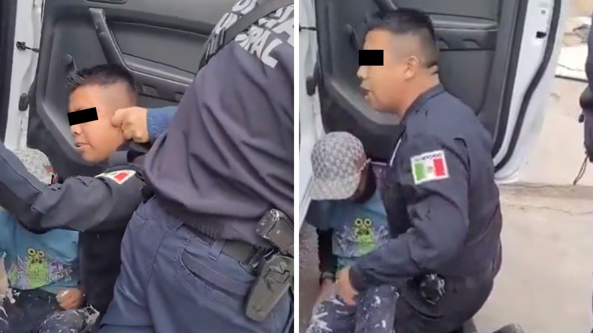 VIDEO: Policías someten a menor de edad; se llevan empujones y hasta jalón de orejas