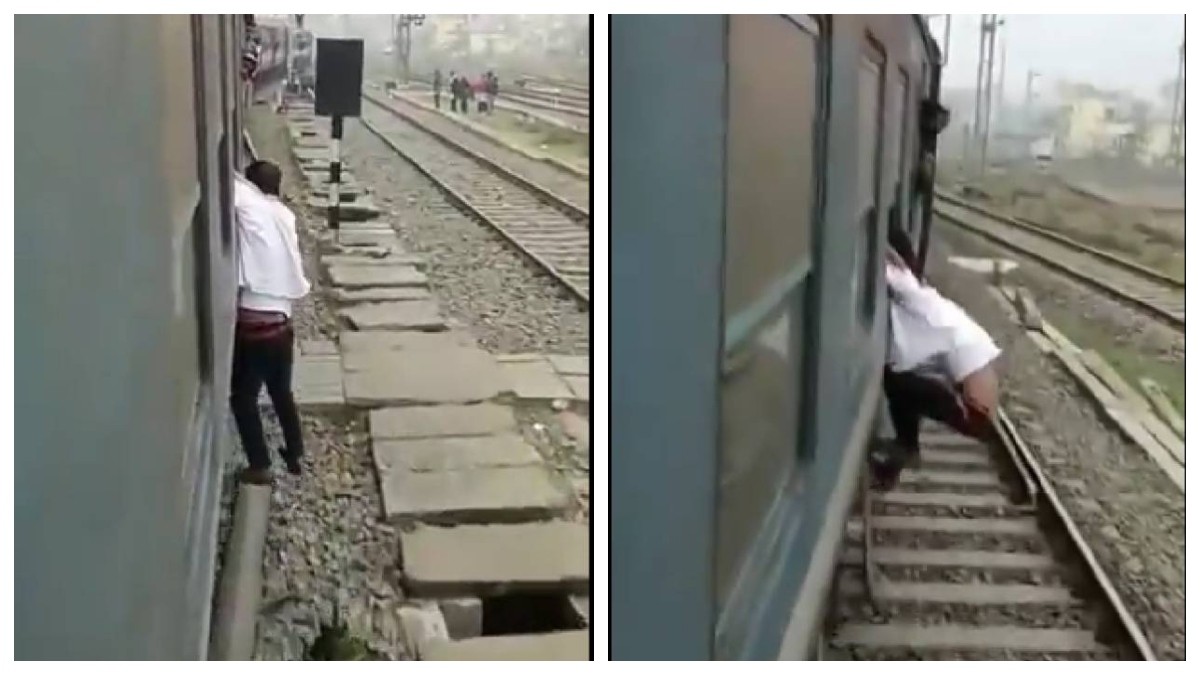 Ladrón intenta robar celulares a pasajeros y queda colgando de tren