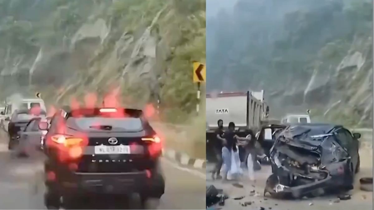 VIDEO Captan momento justo cuando rocas gigantes aplastan camioneta familiar
