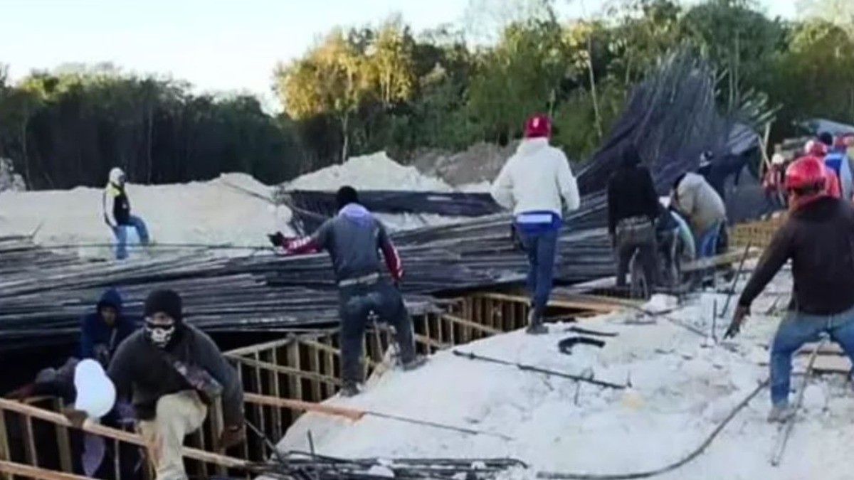 Colapsa cimbra de puente del Tren Maya; hay dos obreros heridos