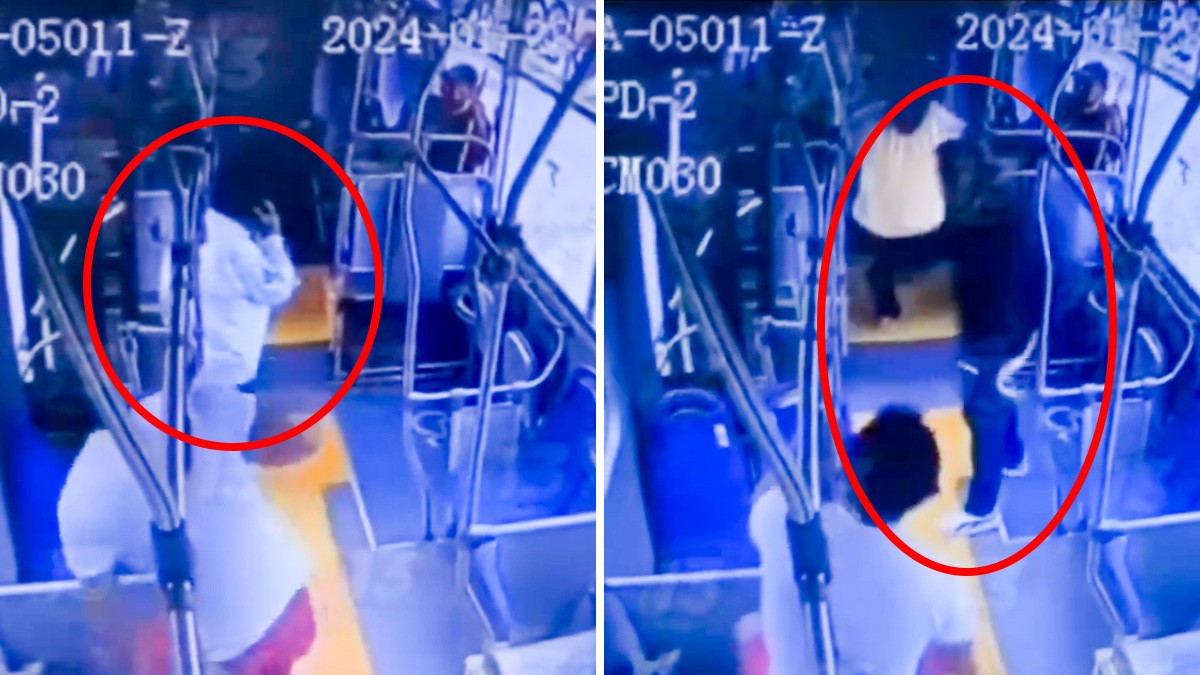 VIDEO Chofer de camión defendía a pasajera, pero acosador lo avienta y lo mata