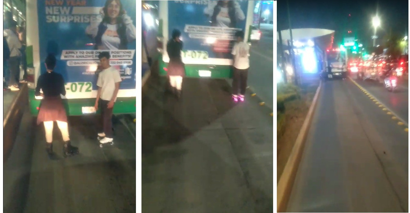 VIDEO Patinadores arriesgan su vida agarrados a la Oruga en las calles de León