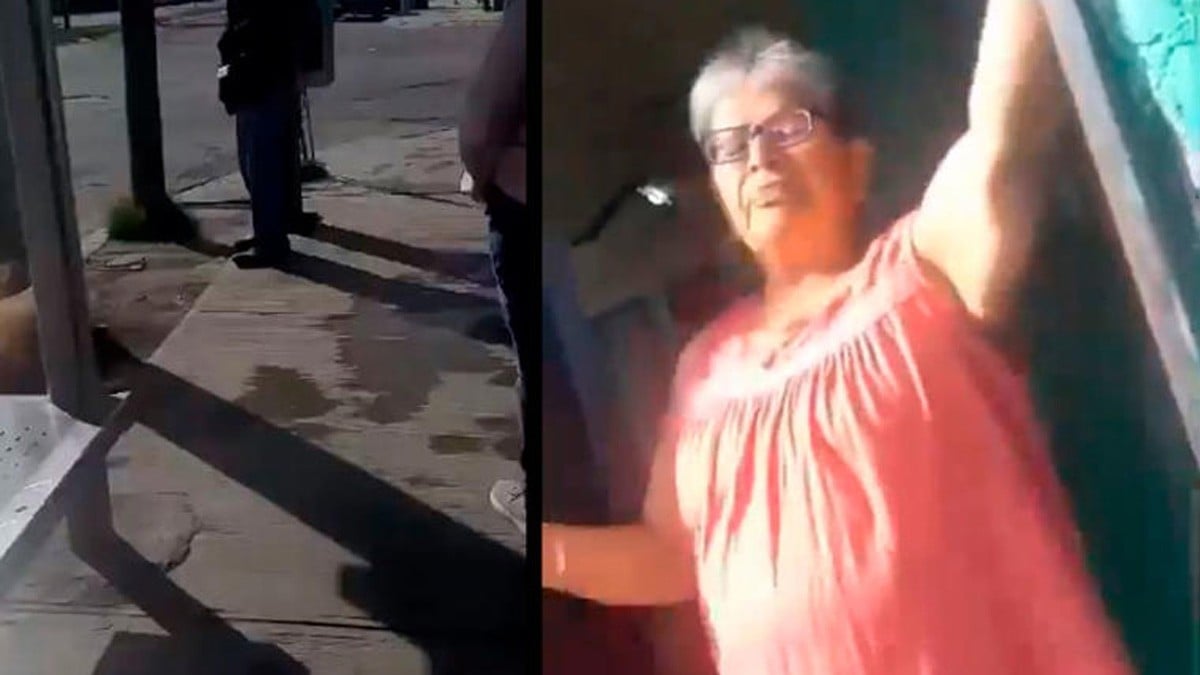 VIDEO 'Lady Banqueta' afirma que la calle es suya y corre a quienes esperan el camión