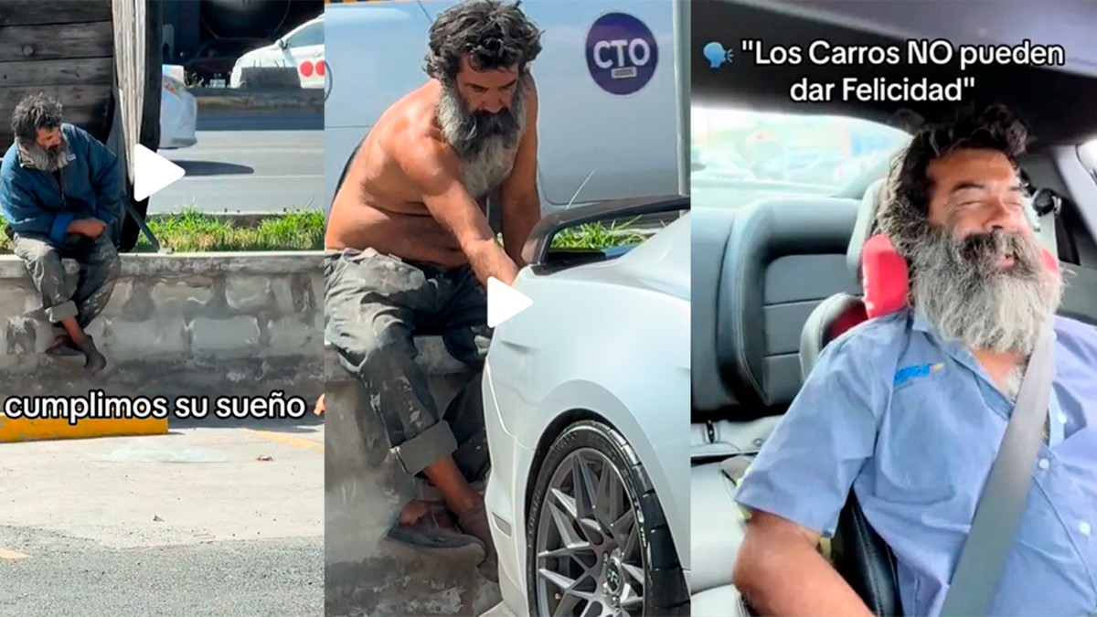 VIDEOS Invitan a indigente a pasear en un Mustang y muestran su felicidad