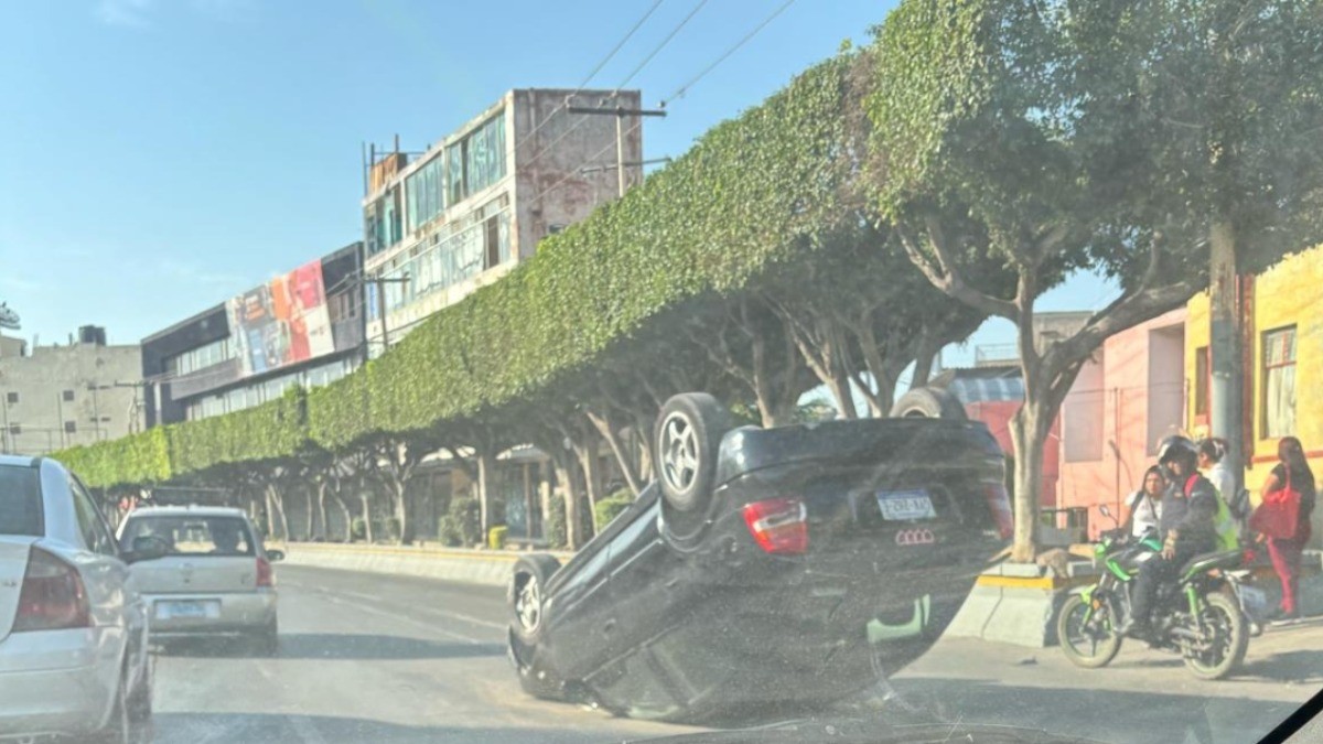 Chocan con jardinera ¡y vuelcan en pleno López Mateos!