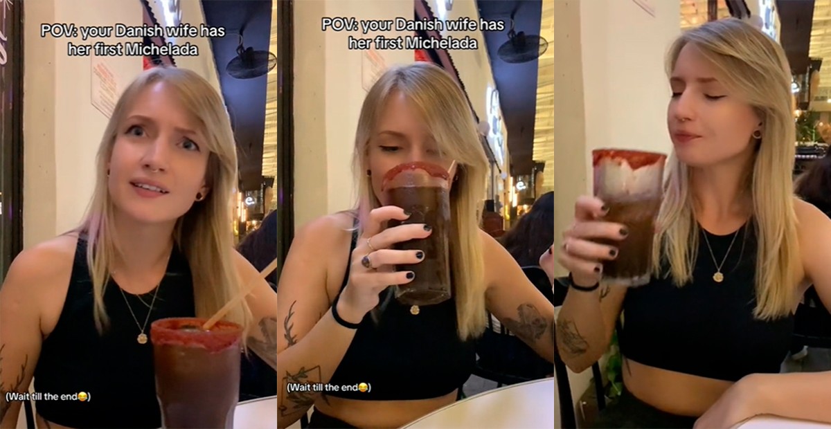 VIDEO Danesa prueba por primera vez la michelada y se deja llevar por su sabor