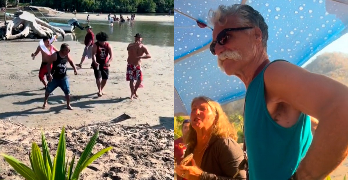VIDEO Gringos se quejan del volumen de la música en la playa, los corren con esta canción