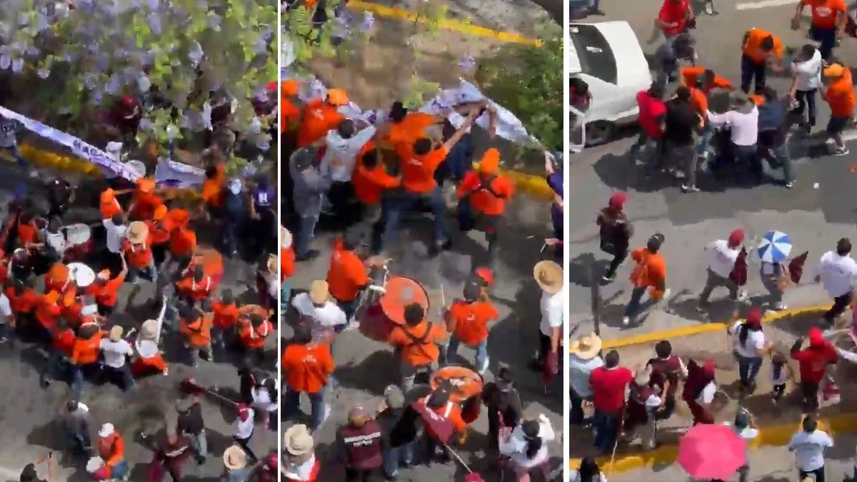 VIDEO Pelean a golpes, pedradas y botellazos simpatizantes de MC y Morena