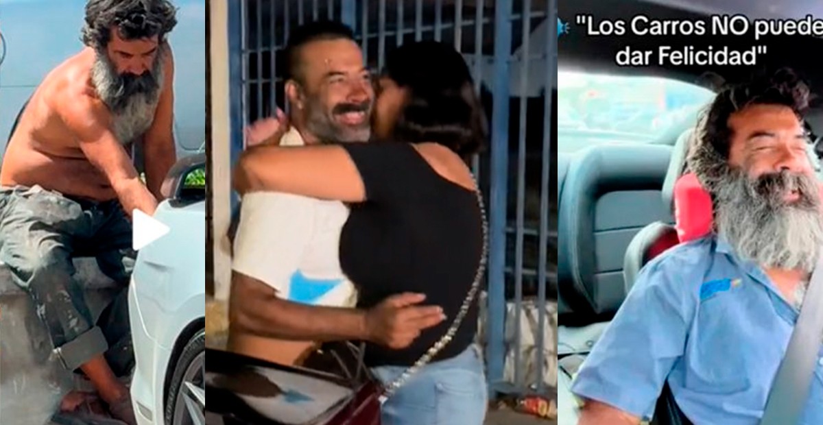 VIDEOS Indigente que se viralizó por pasear en un Mustang encuentra a su familia