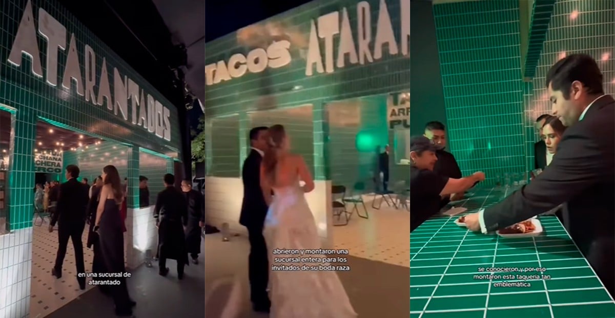 VIDEO Sorprenden a sus invitados con un local completo de tacos en su fiesta de bodas