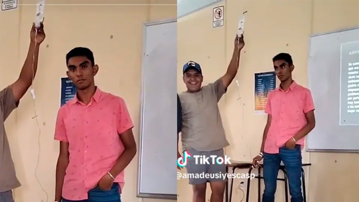 VIDEO Nuevo nivel de responsabilidad desbloqueado: ¡expone en clases con suero puesto!