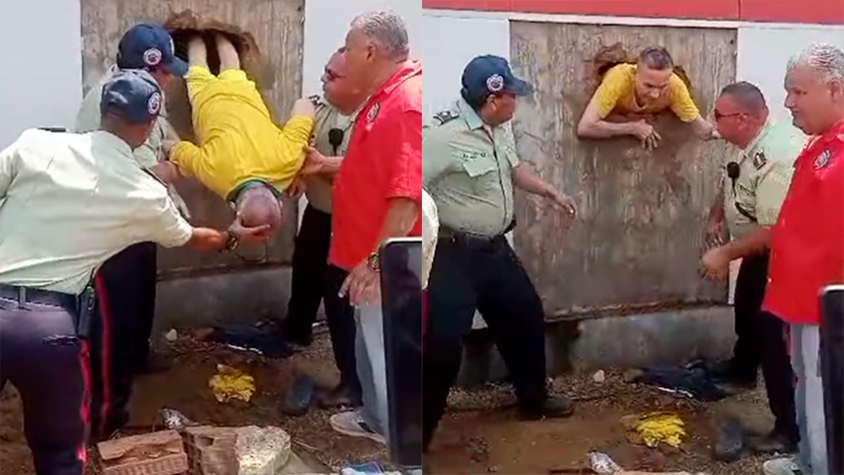 VIDEO Reos hicieron un agujero para fugarse y al salir ¡los recibió la Policía!