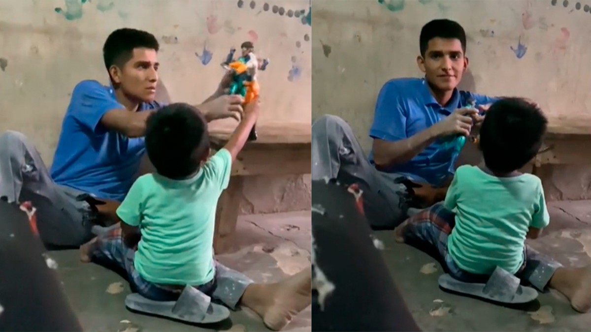 VIDEO ¡Lloras porque lloras! Papá albañil llegó a casa y le regaló esto a su hijo