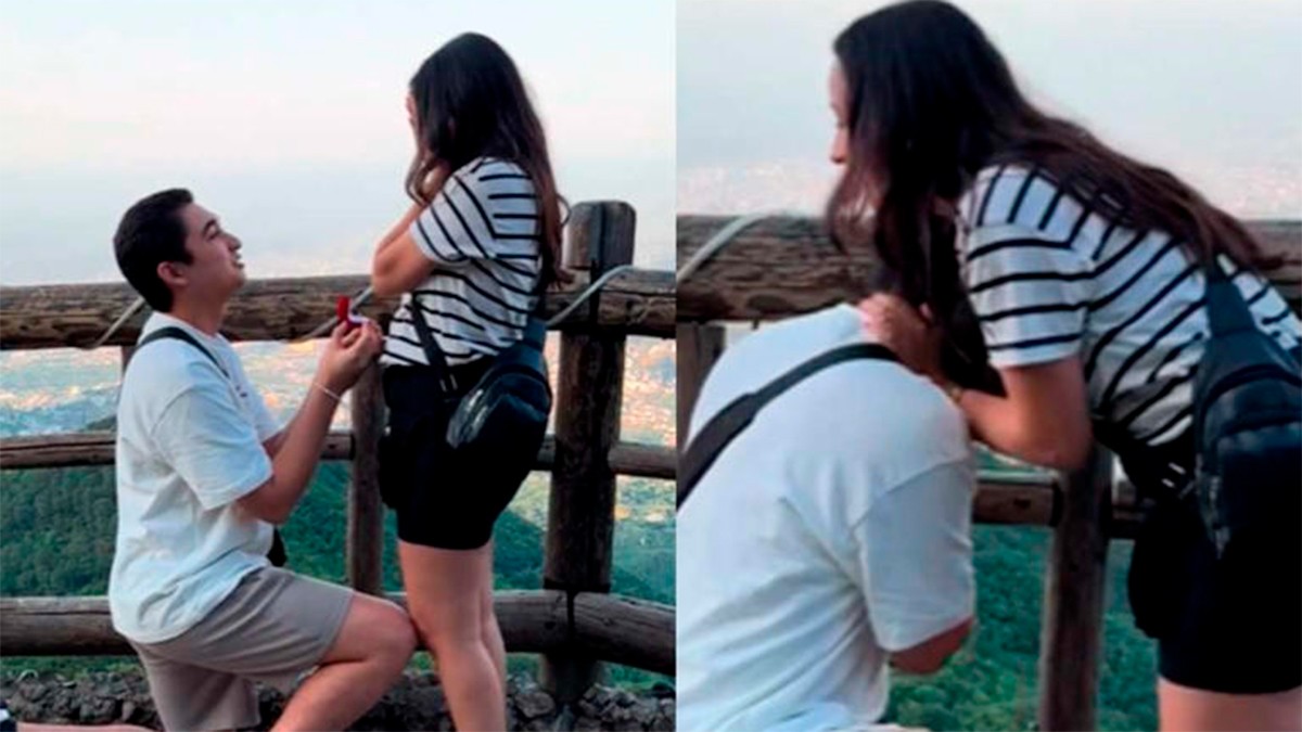 VIDEO Le pide matrimonio en lo alto de un barranco y ocurre triste accidente