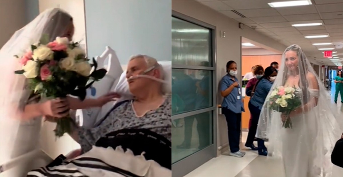 VIDEOS Mujer se casa en hospital frente a su papá desahuciado para cumplir su último deseo
