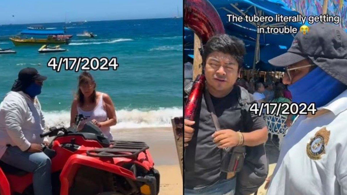 VIDEO Turista intenta ‘dar mordida’ a policía para que calle a banda en plena playa