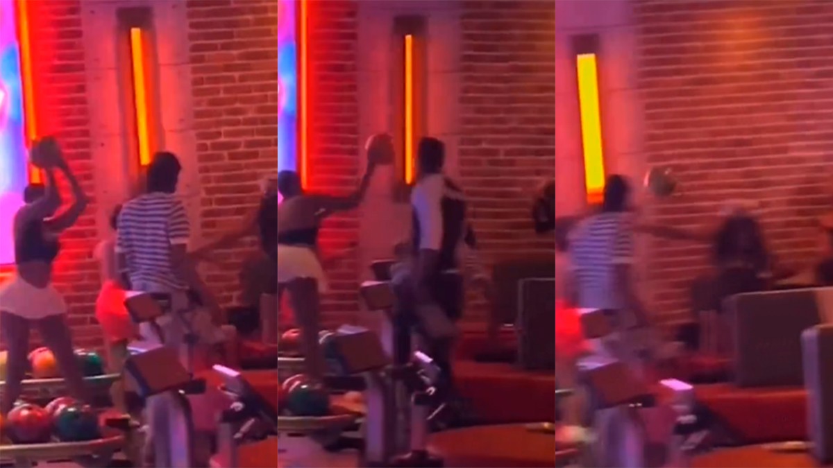VIDEO Mujer en plena pelea le lanza una bola de boliche a una joven en la cabeza