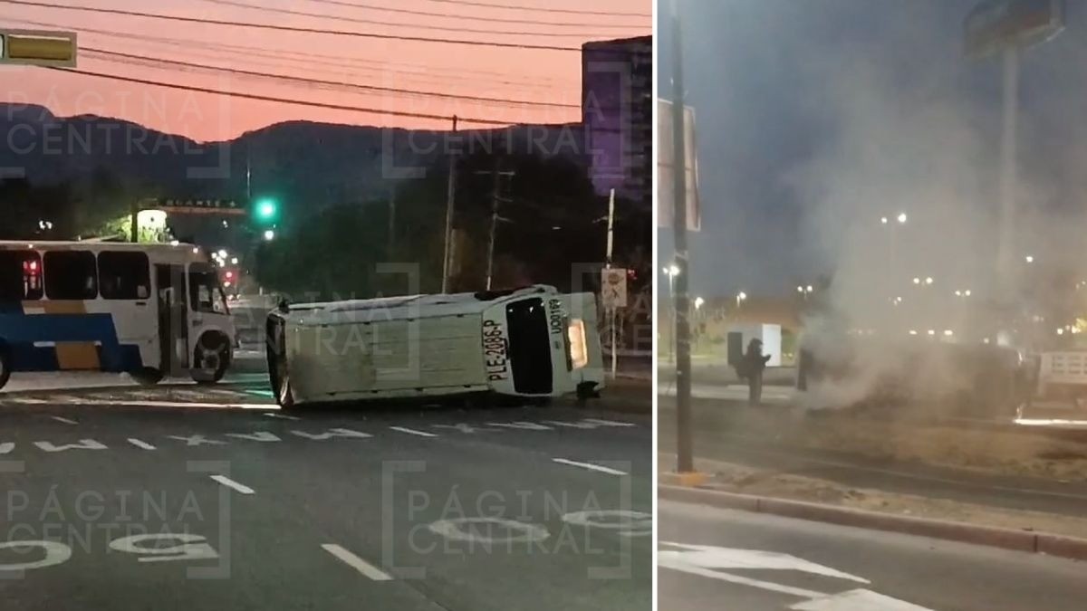 VIDEO “¡Se le está saliendo el gas!” Vuelca van al dar vuelta prohibida y la choca camión