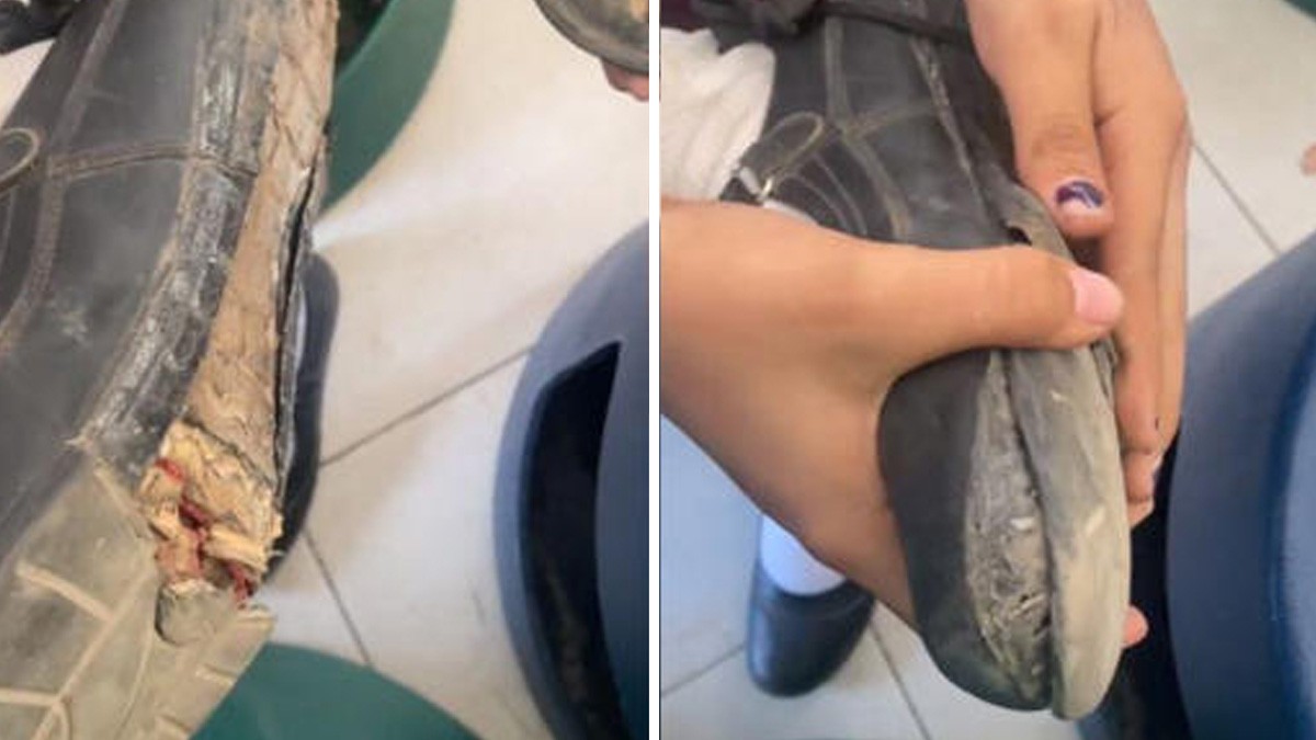 VIDEO Conmueve niña que va a la escuela con la suela de su zapato amarrada con una liga
