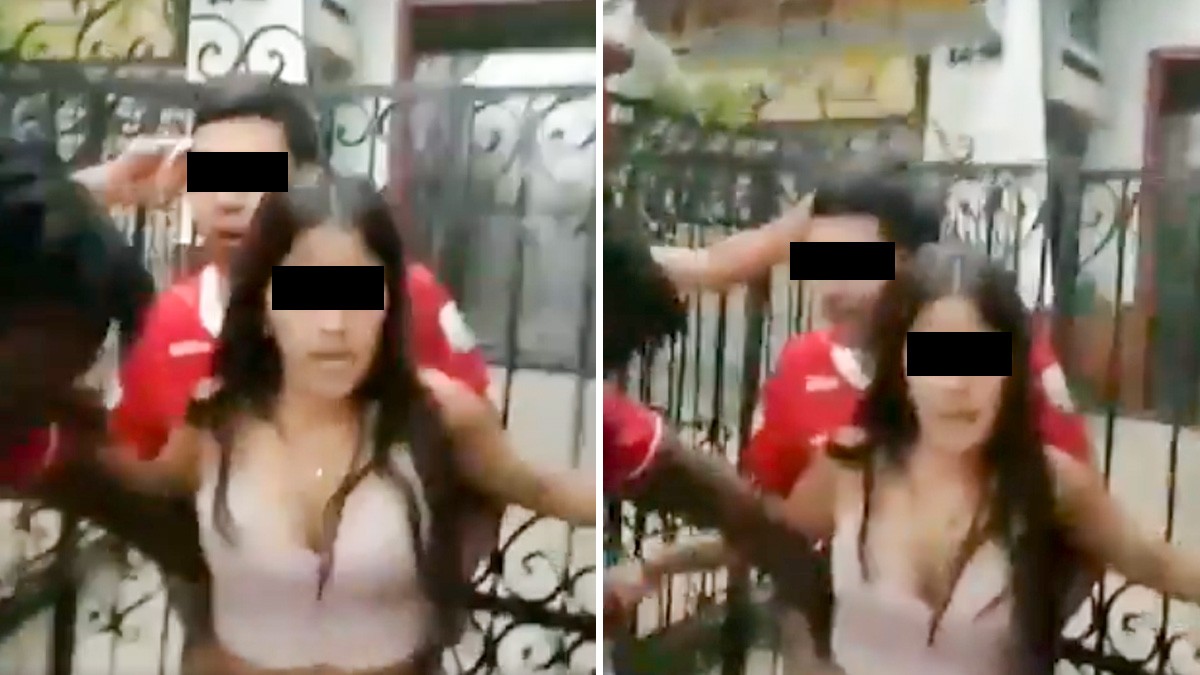 VIDEO Jovencita defiende a su novio que fue ‘cachado’ robando y les dan brutal golpiza