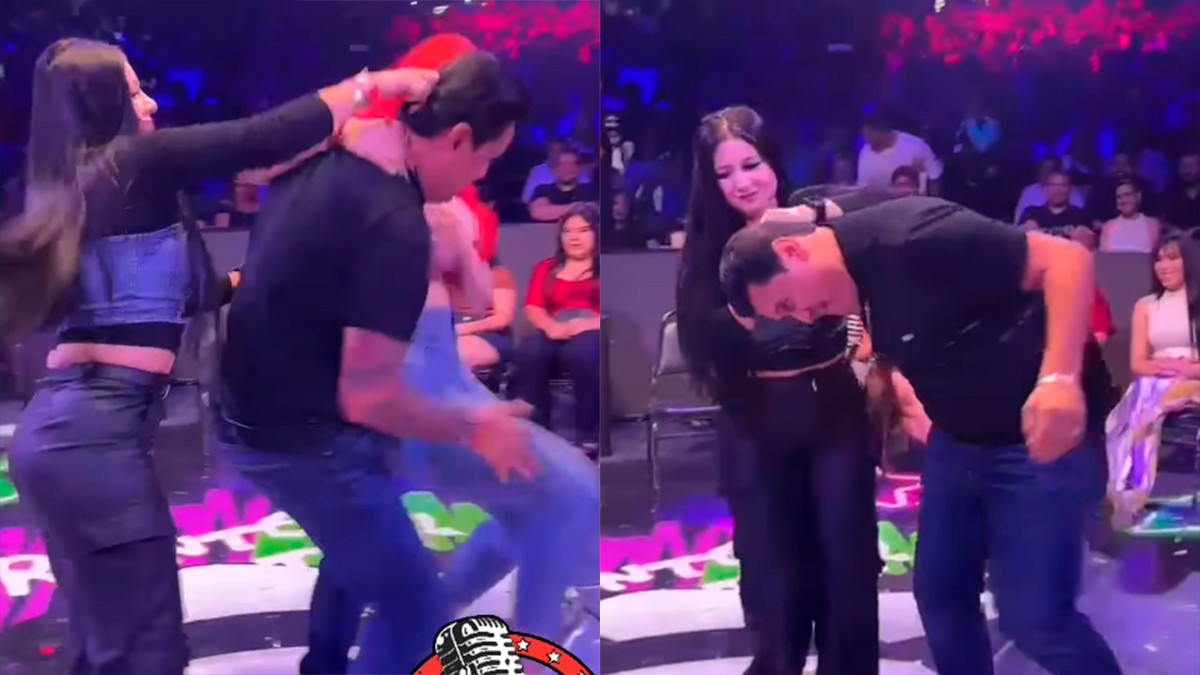VIDEO Celosa mujer explota contra su novio en pleno show de Brincos Dieras