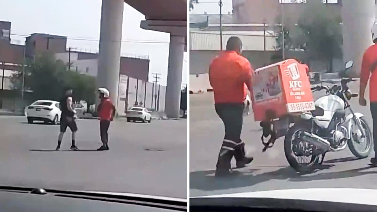VIDEO ¡Decepcionan al Coronel! Captan a repartidores de KFC peleando con un joven