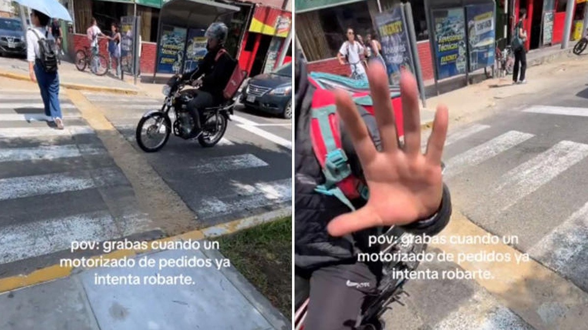 VIDEO Joven capta cuando repartidor en moto intenta robar su teléfono