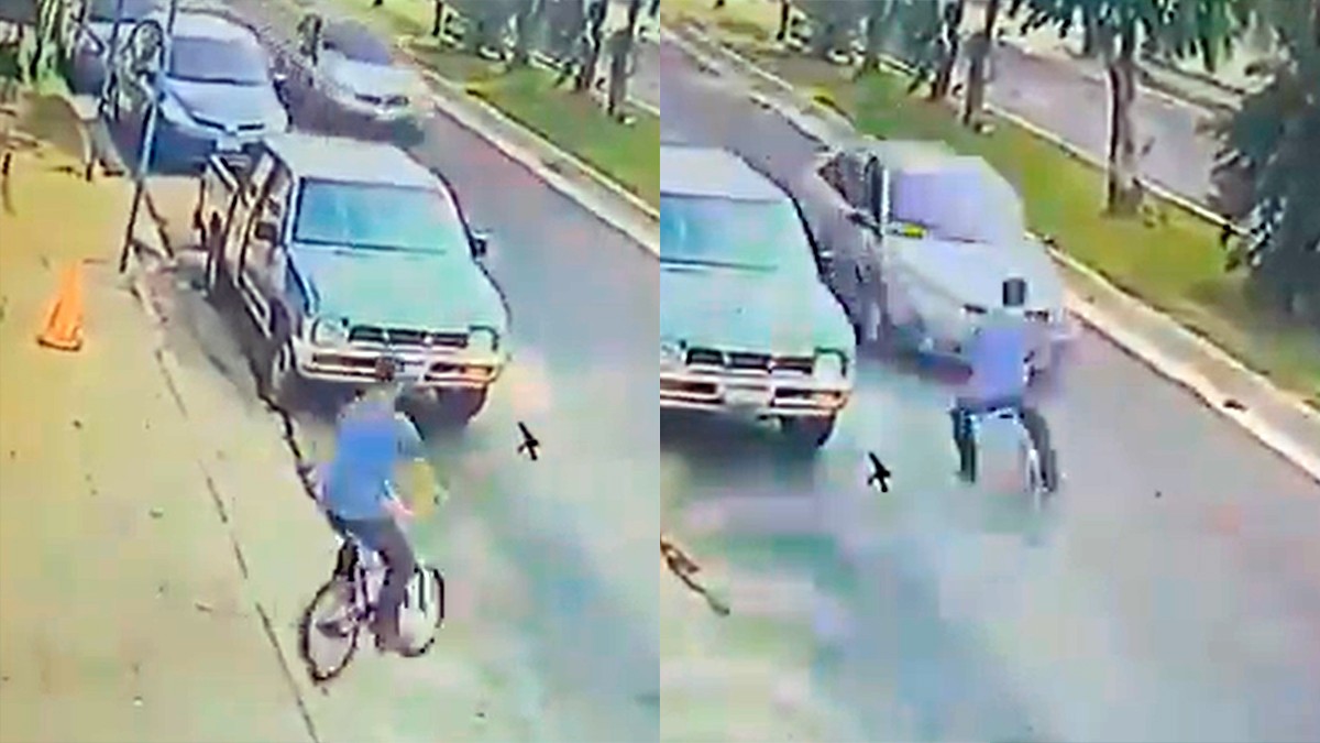 VIDEO Ciclista baja de la banqueta en sentido contrario y muere al impactarse contra auto