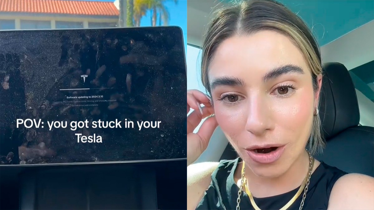 VIDEO Se estaba asando, tiktoker queda atrapada en su Tesla en un caluroso día de 39°C