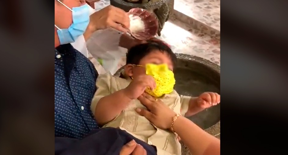 VIDEO “¡Ay, ya me mojaron la camiseta!”, pequeño niño se queja en medio de su bautizo