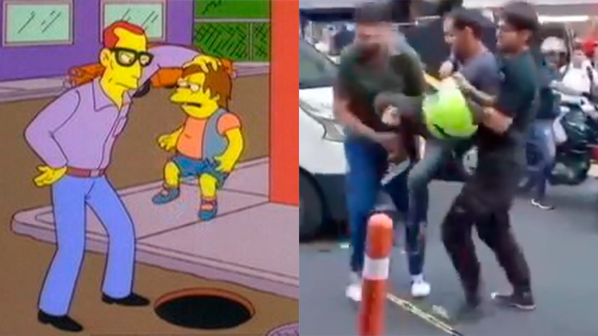 VIDEO Como en Los Simpson, motociclista amenaza a conductor y después es humillado