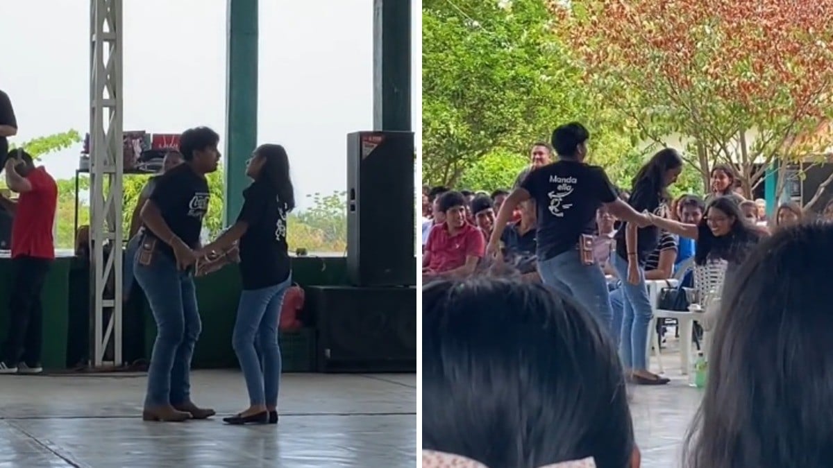 VIDEO Cambia a su novia en plena fiesta del Día del Estudiante y se hace viral