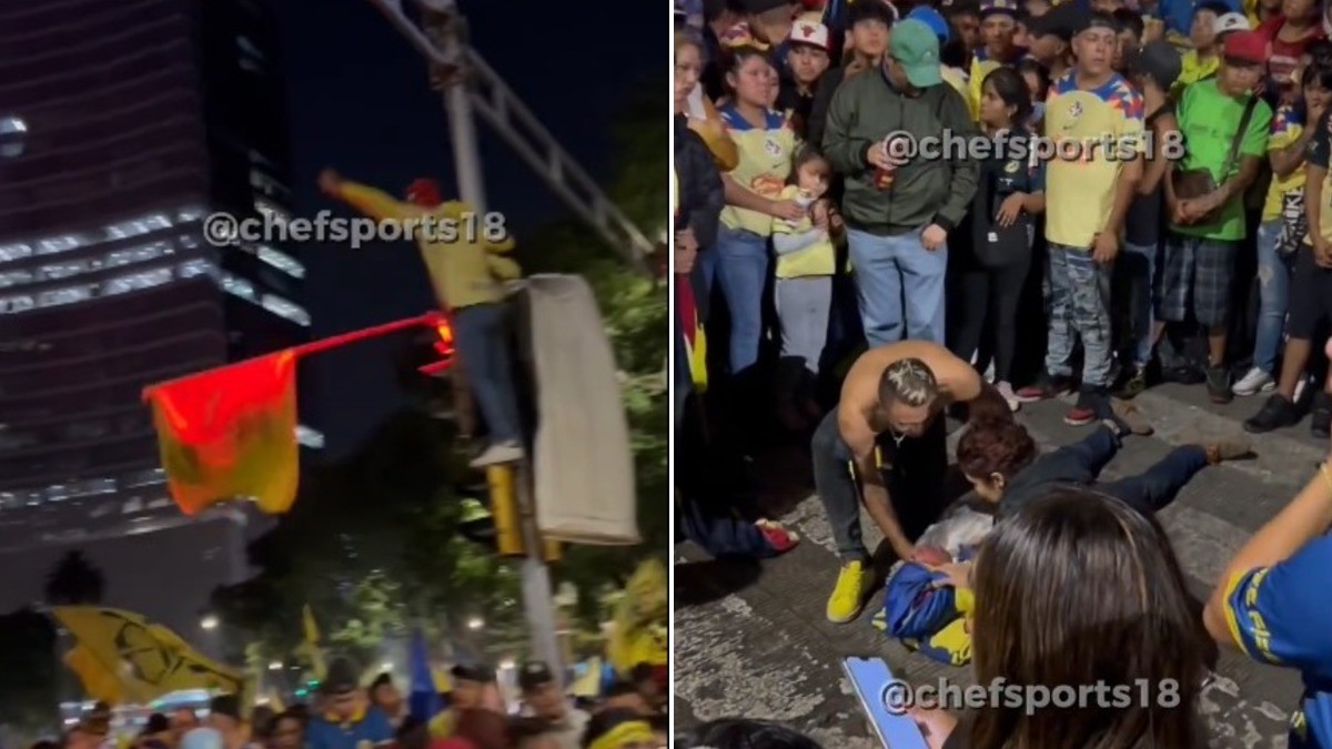 VIDEO Americanista subió a semáforo para festejar bicampeonato, pero todo salió mal