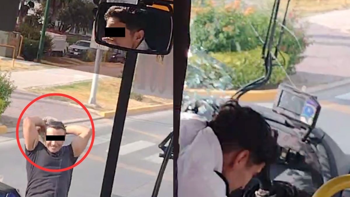 VIDEO “¡Llamen a Policía!” Hombre lanza piedras a camión con pasajeros en Héroes de León