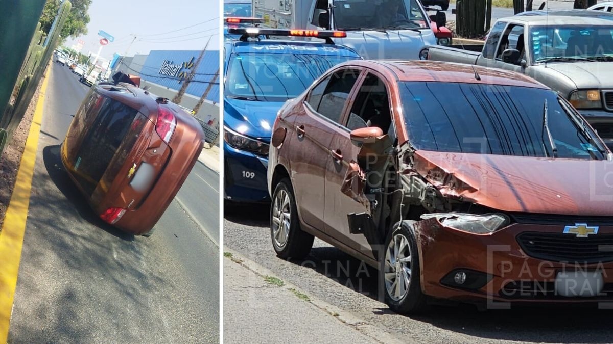 VIDEO Camioneta choca por atrás a un auto y lo vuelca en el Torres Landa