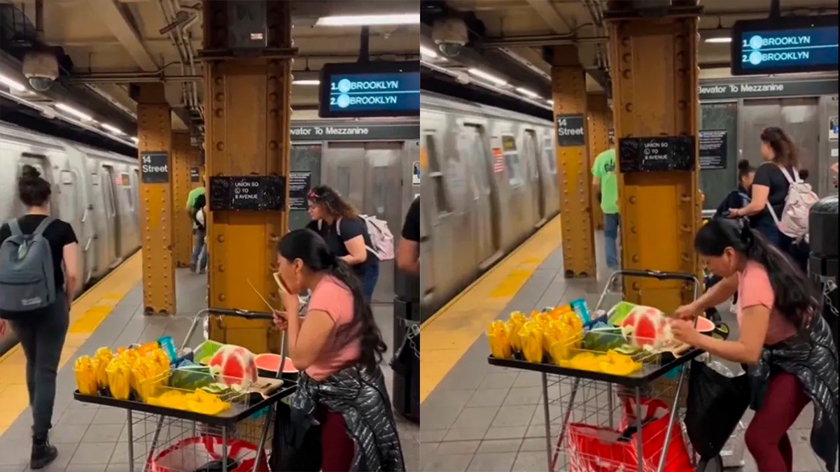 VIDEO Captan a mujer vendiendo fruta en el metro de Nueva York, pero esto la volvió viral