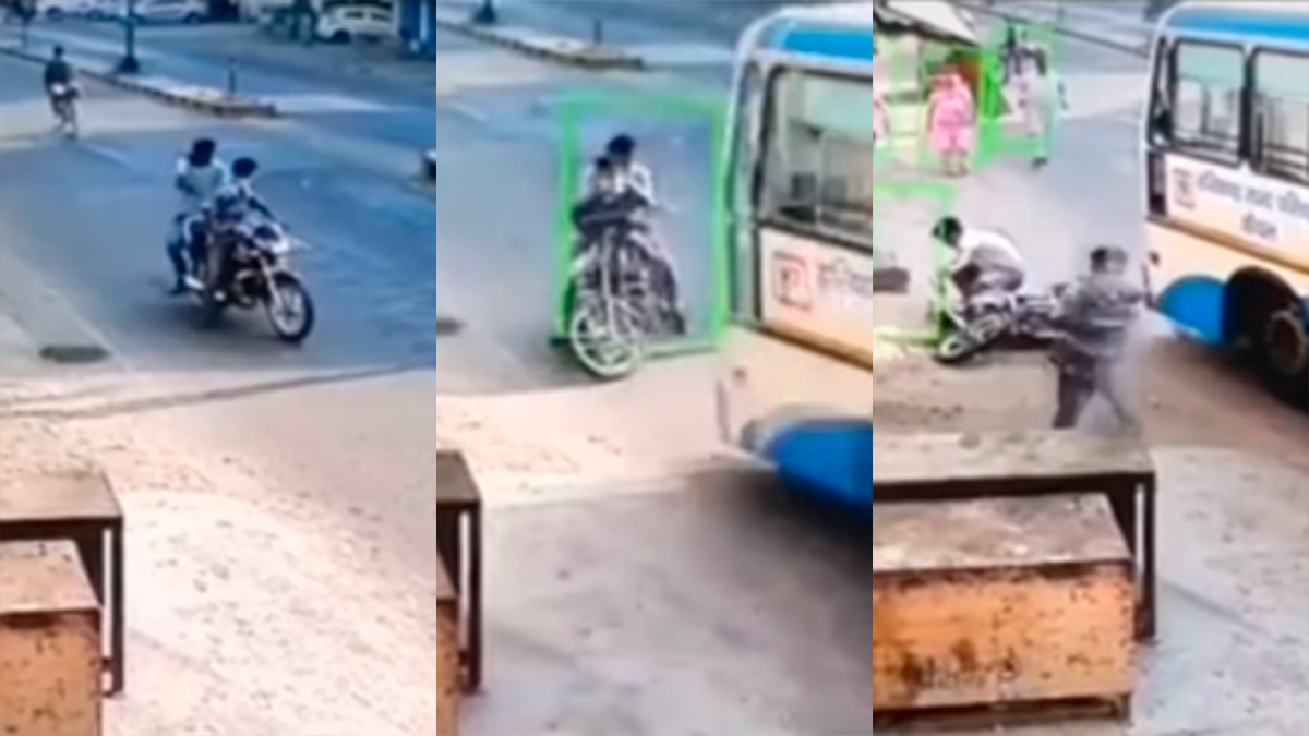 VIDEO Conductor de camión frustra huida de ladrones que iban en moto y salieron volando