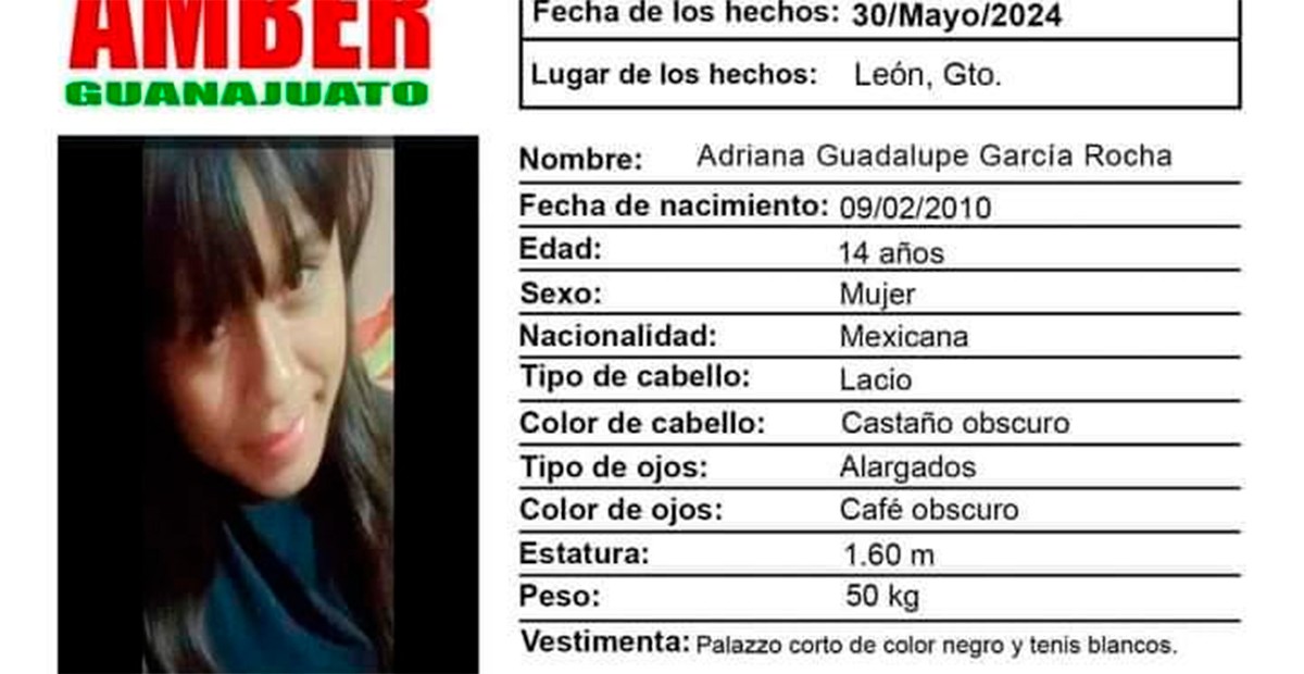 ¡Ayúdanos a encontrarla! Activan Alerta Amber para encontrar a Adriana Guadalupe García
