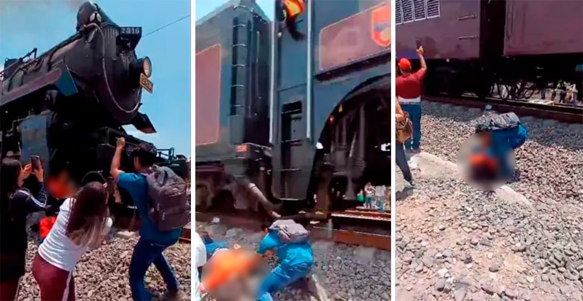 VIDEO Jovencita quería tomarse selfie con locomotora y muere por terrible golpe