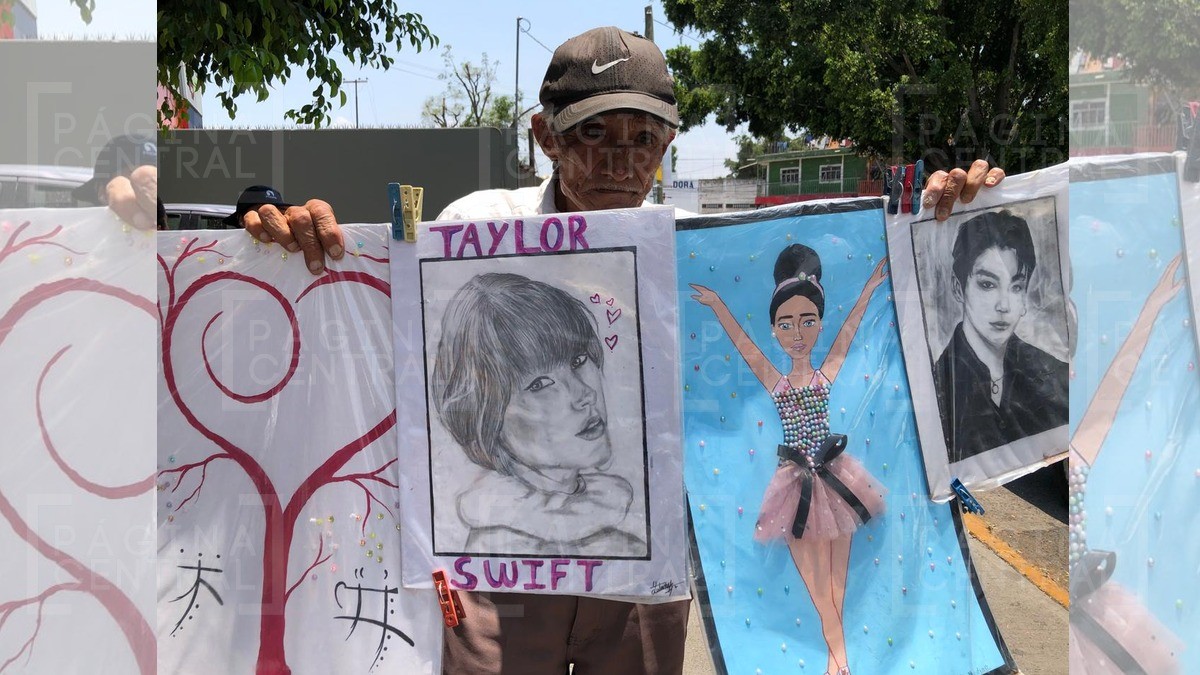 Mario vende dibujos hechos por sus nietas para sobrevivir pero nadie le compra