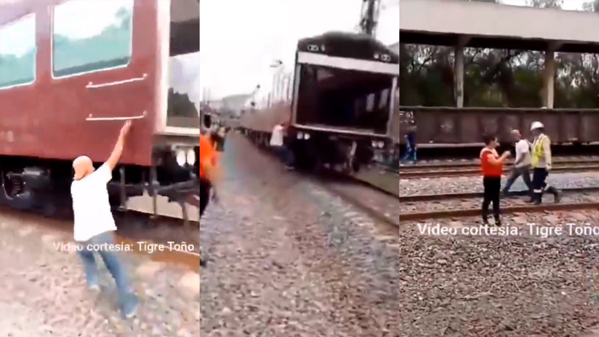 VIDEO ¡Otro percance con locomotora! Hombre se cuelga de La Emperatriz y esto pasó