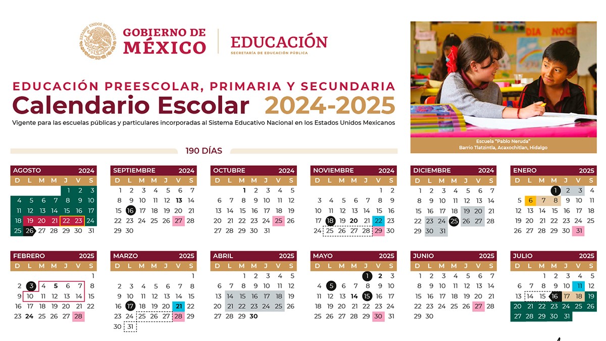 SEP publica el calendario escolar 2024-2025