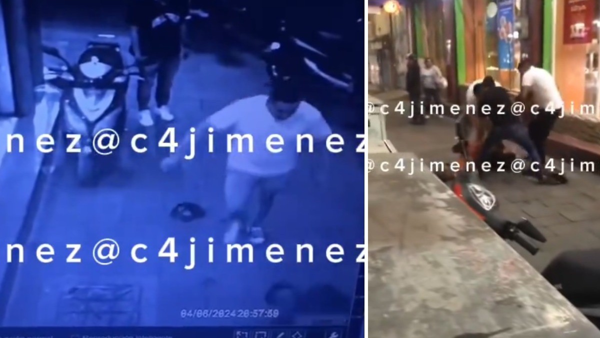 VIDEO Graban a montachoques dando una brutal golpiza a conductor en plena banqueta