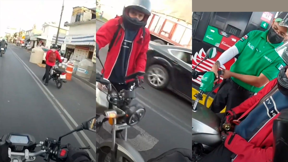 VIDEO ¡Qué bonito! Motociclista se queda sin gasolina y desconocido le ‘picha’ el tanque