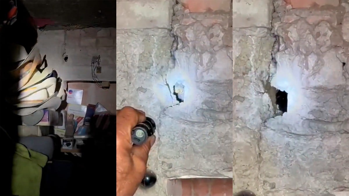 VIDEO Causa pavor ojo que observa desde un agujero en la pared de una casa