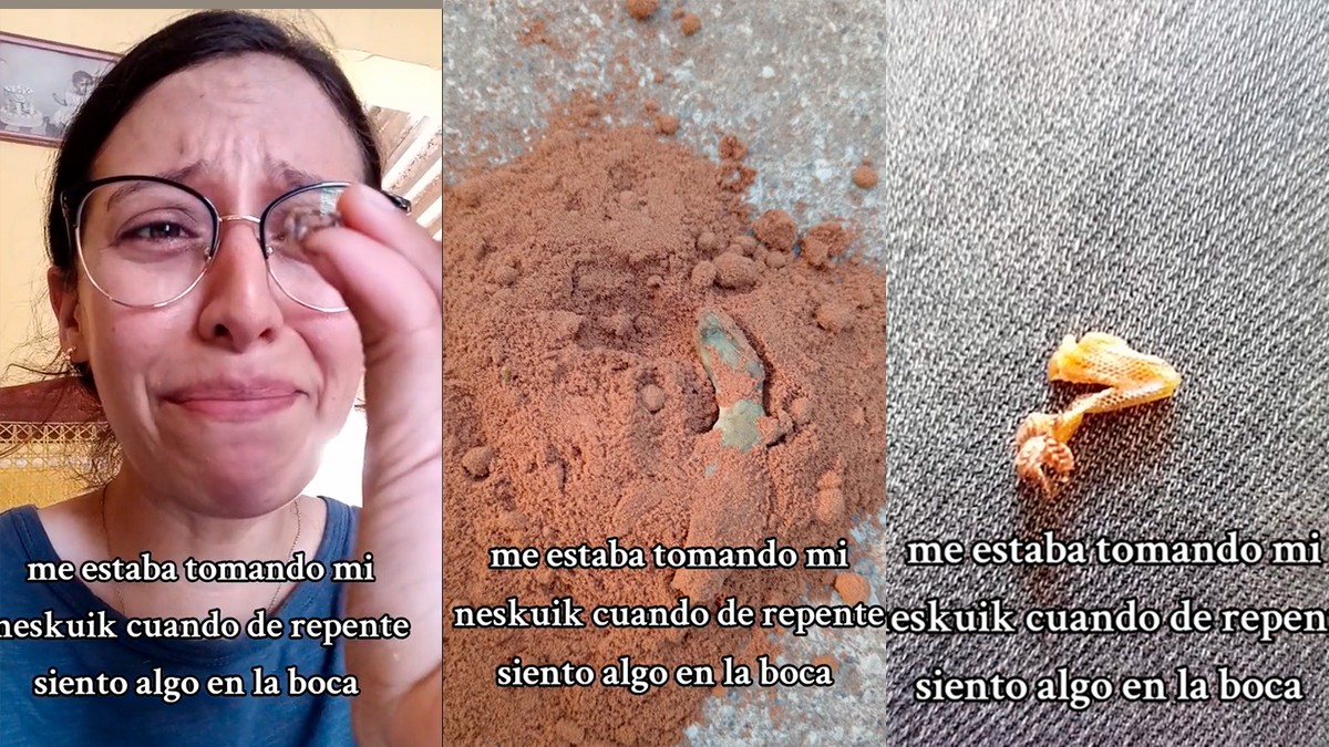 VIDEO Halla una lagartija muerta en su chocolate en polvo, ¡le alcanzó a morder una pata!