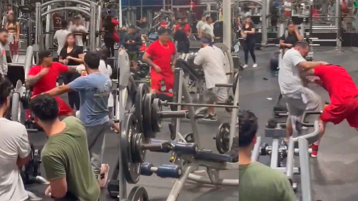 VIDEO ¡Duelo de músculos! Graban pelea de dos hombres en un gimnasio